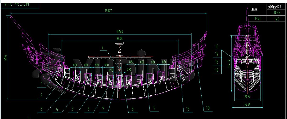 36 Seater pirate boat ride Dimensions