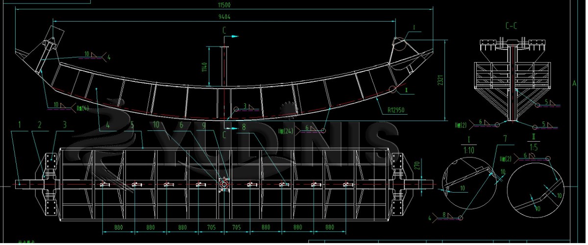 36 Seats swinging ship Frame Dimensions